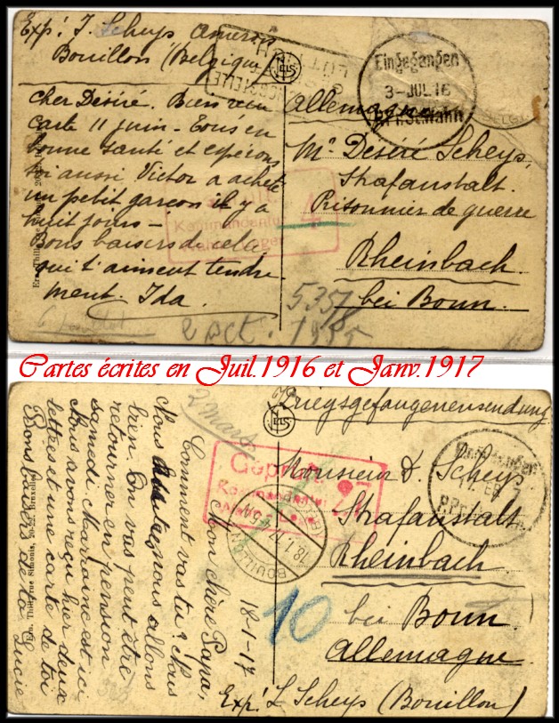 site 017 cartes écrite en 1916 et 1917