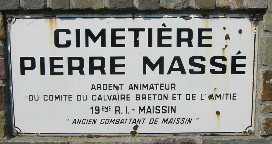 plaque du cimetière Pierre MASSE à Maissin