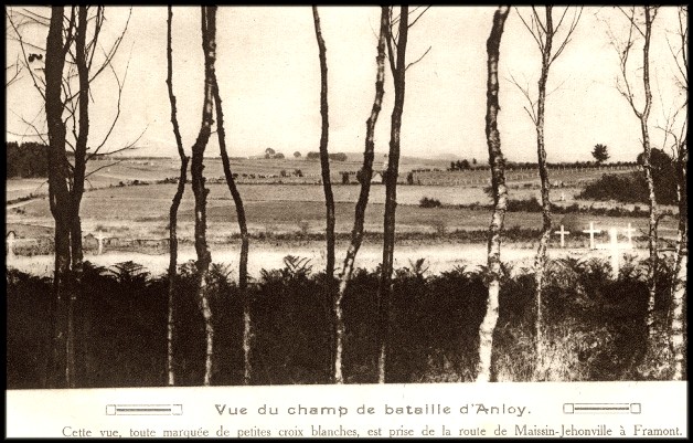 site1916 ANLOY VUE DU CHAMP DE BATAILLE SUR LA ROUTE DE MAISSIN-JEHONVILLE à FRAMONT