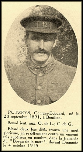site Lt PUTZEYS de BOUILLON 12è Lig 4oct 1915 boyau de la mort