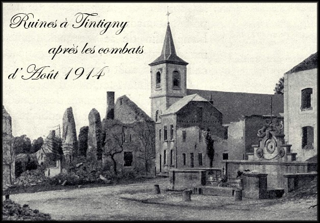 site 1914 août TINTIGNY ruines autour de l'église