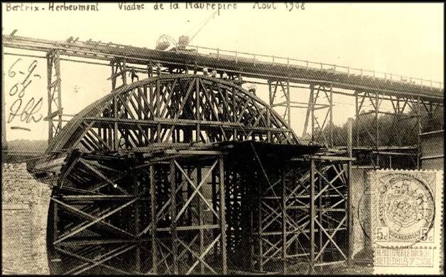 site 1908 Aout coffrage du viaduc de la maurépire qui deviendra le pont de la blanche