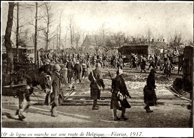 site 10ème ligne en 1917 sur les routes de belgique