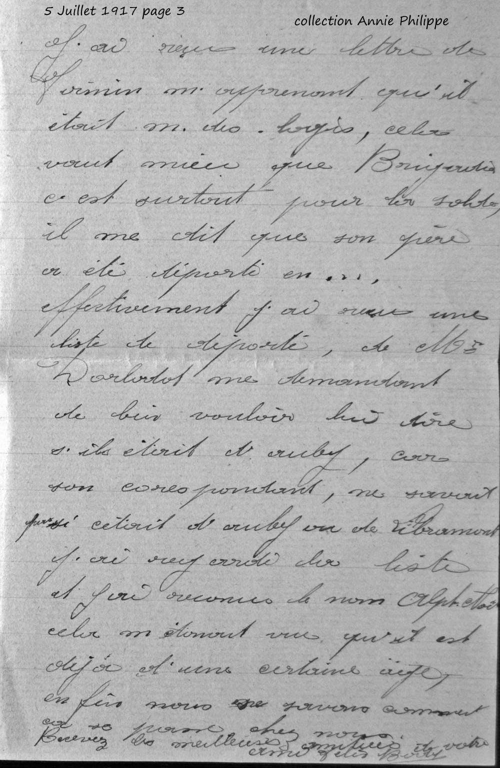 1917 07 05 PAGE 03 lettre de Félix à ses amis