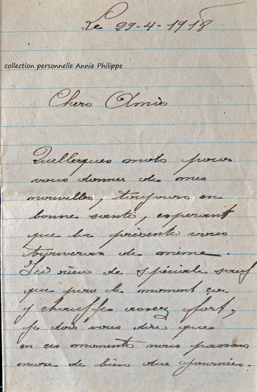 1918 04 29 lettre de félix à ses amis page 1