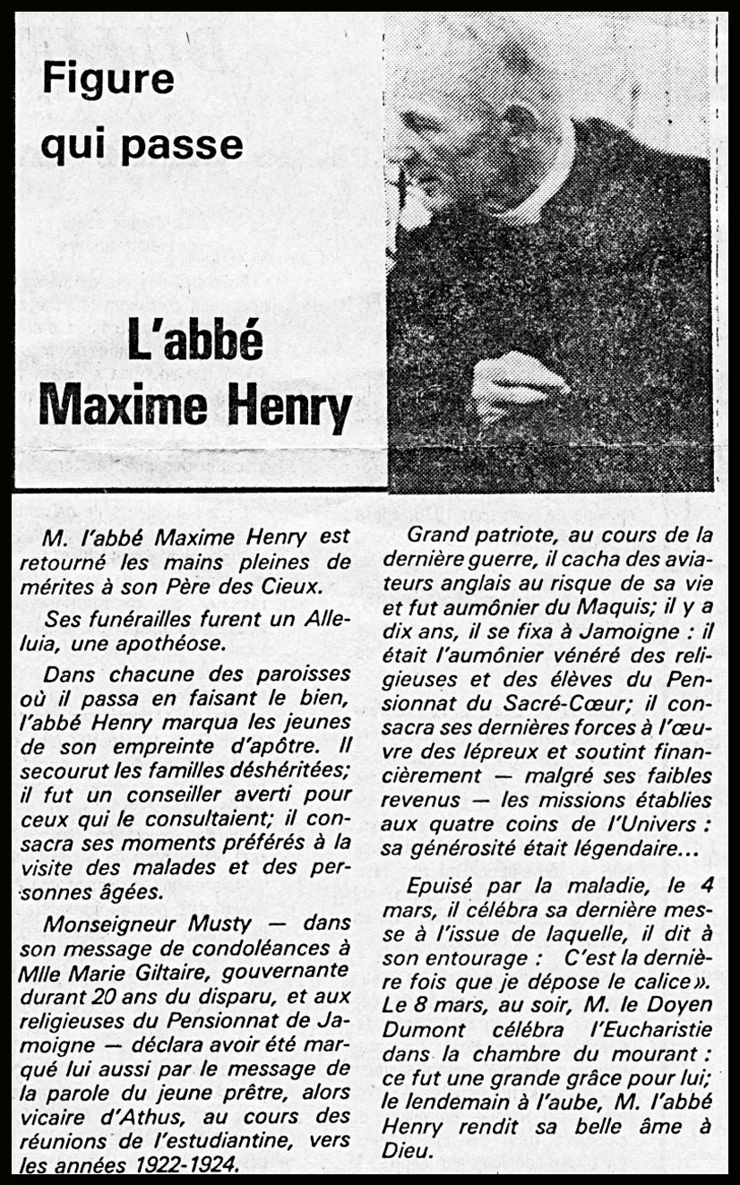 article avenir lux abbé Maxime HENRY
