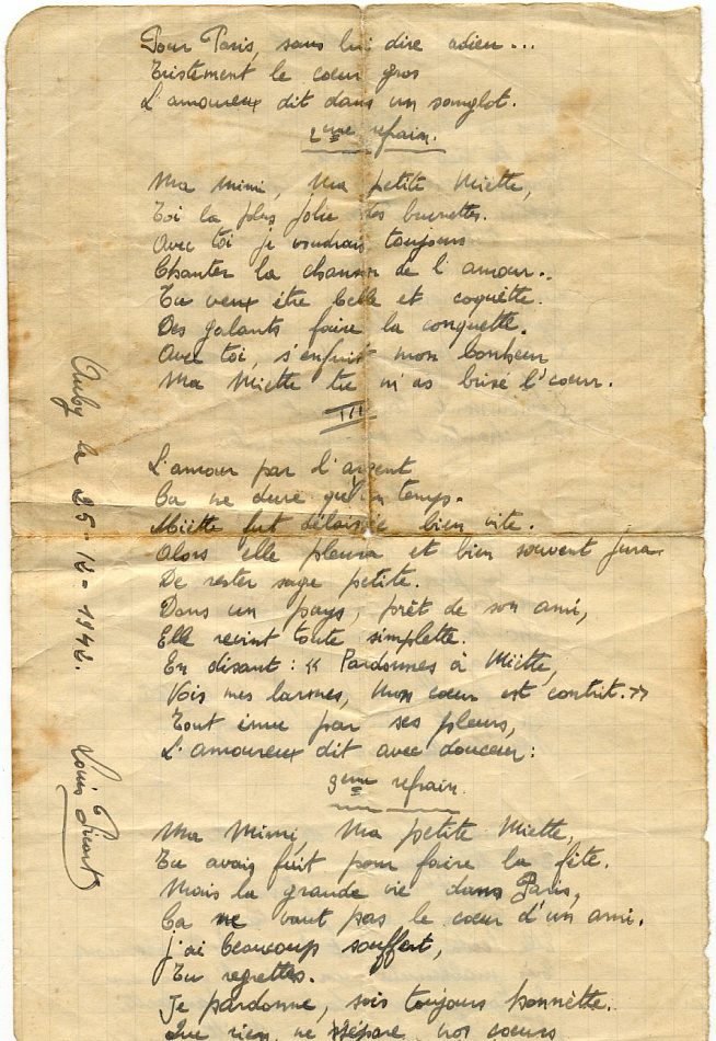 asu poème de LOUIS PICART 25 décembre 1942