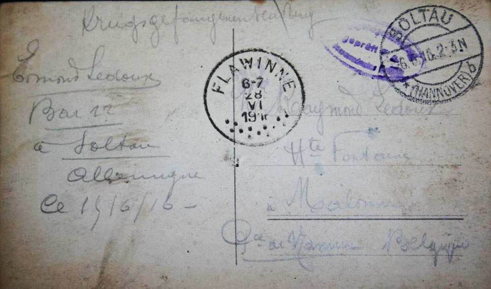 site to be ledoux carte envoyéele 19 juin 1916 de soltau recto copie