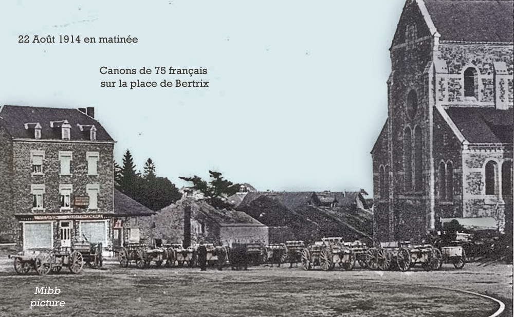 22 aout 1914 matinée canons & affuts devant l'Eglise copie