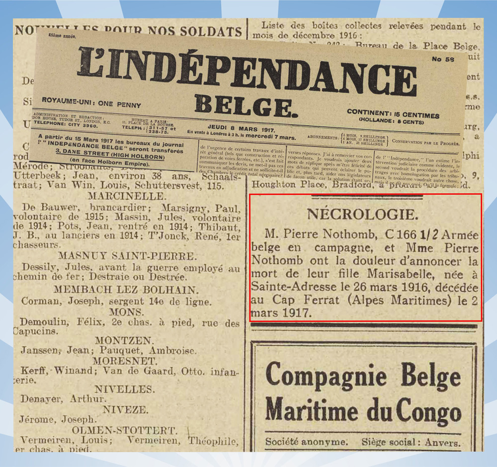 19170308-L'indépendance_belge avis décès mlle nothomb mibb