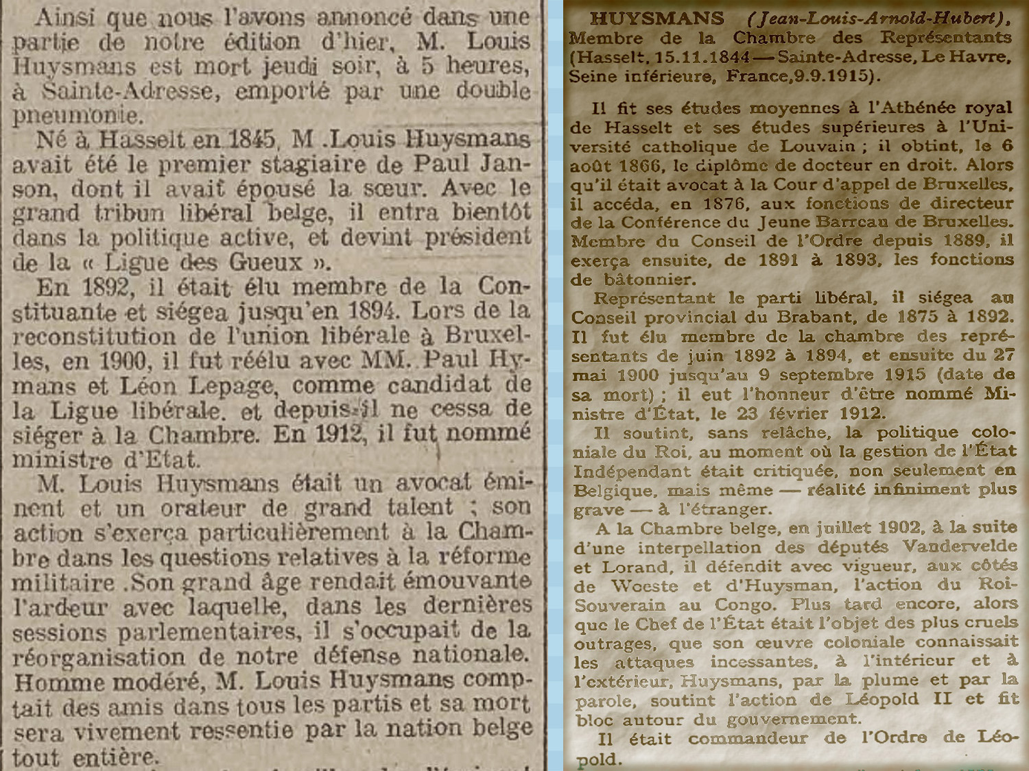 biographie Huysmans jean louis nommé ministre 1912
