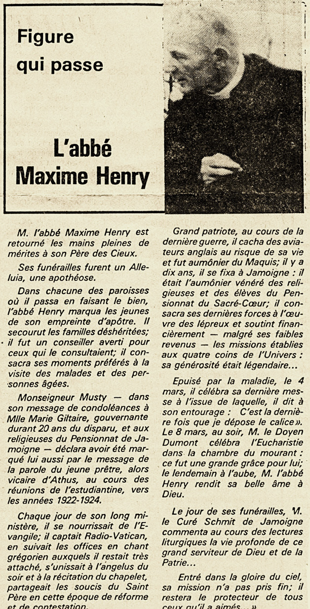 asu abbé Maxime HENRY