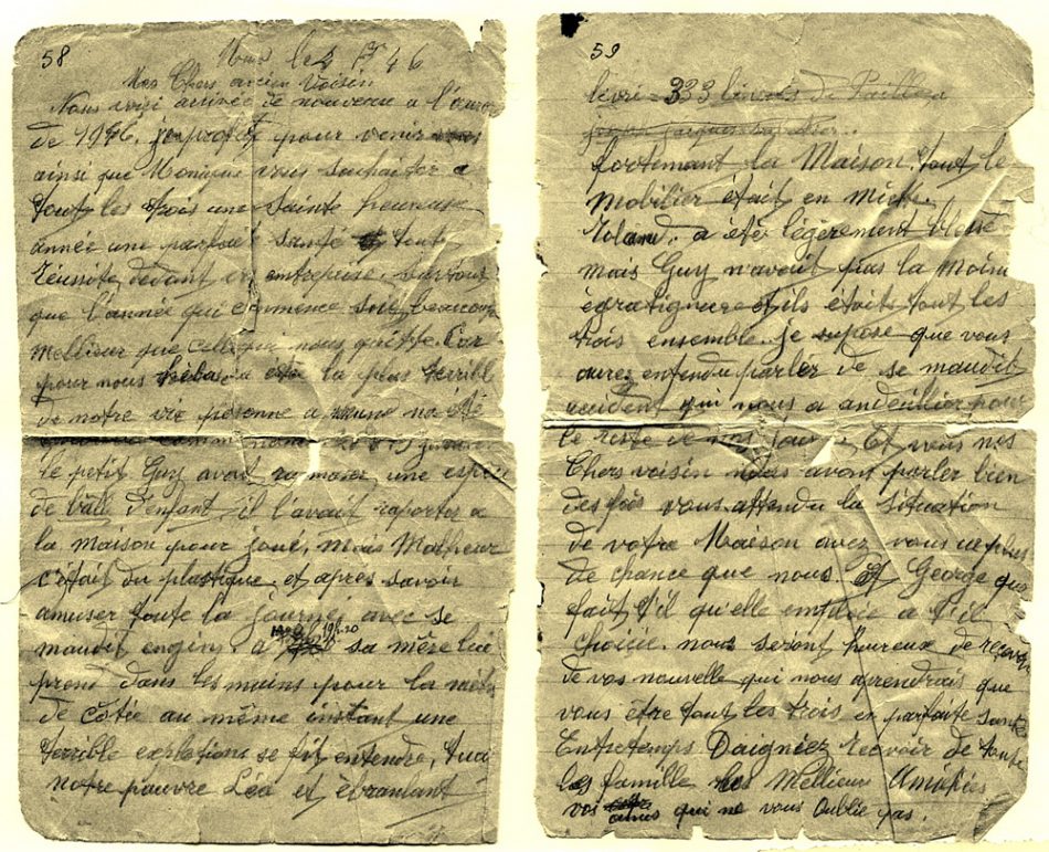 lettre de 1946 lambinet léa