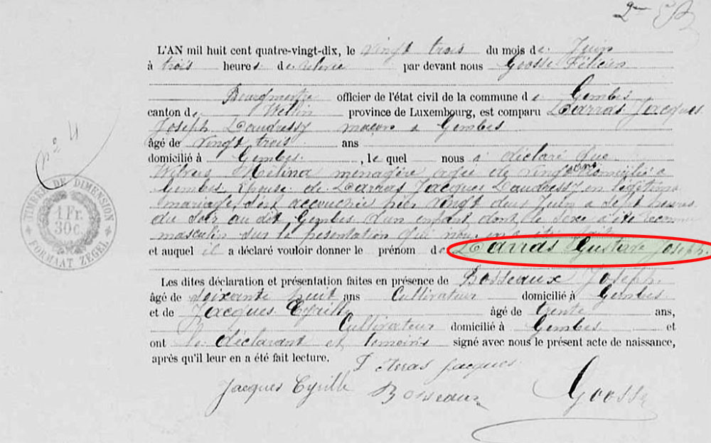 len extrait naissance d'arras gustave joseph